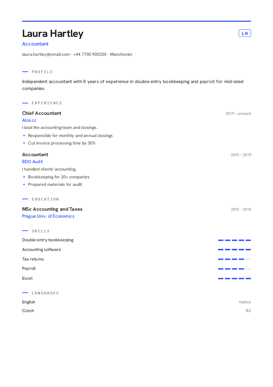 Résumé example — Accountant