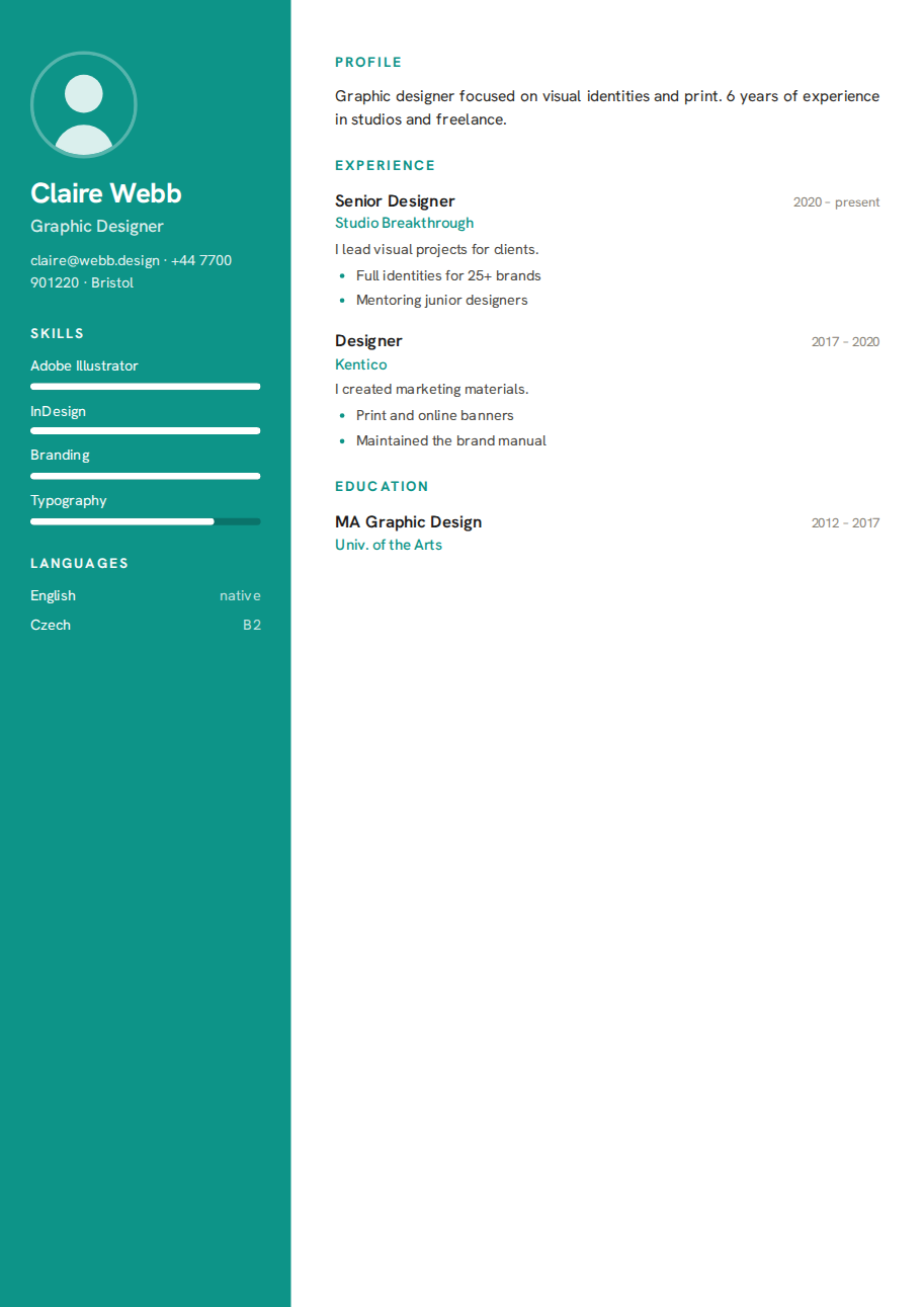 Résumé example — Graphic Designer