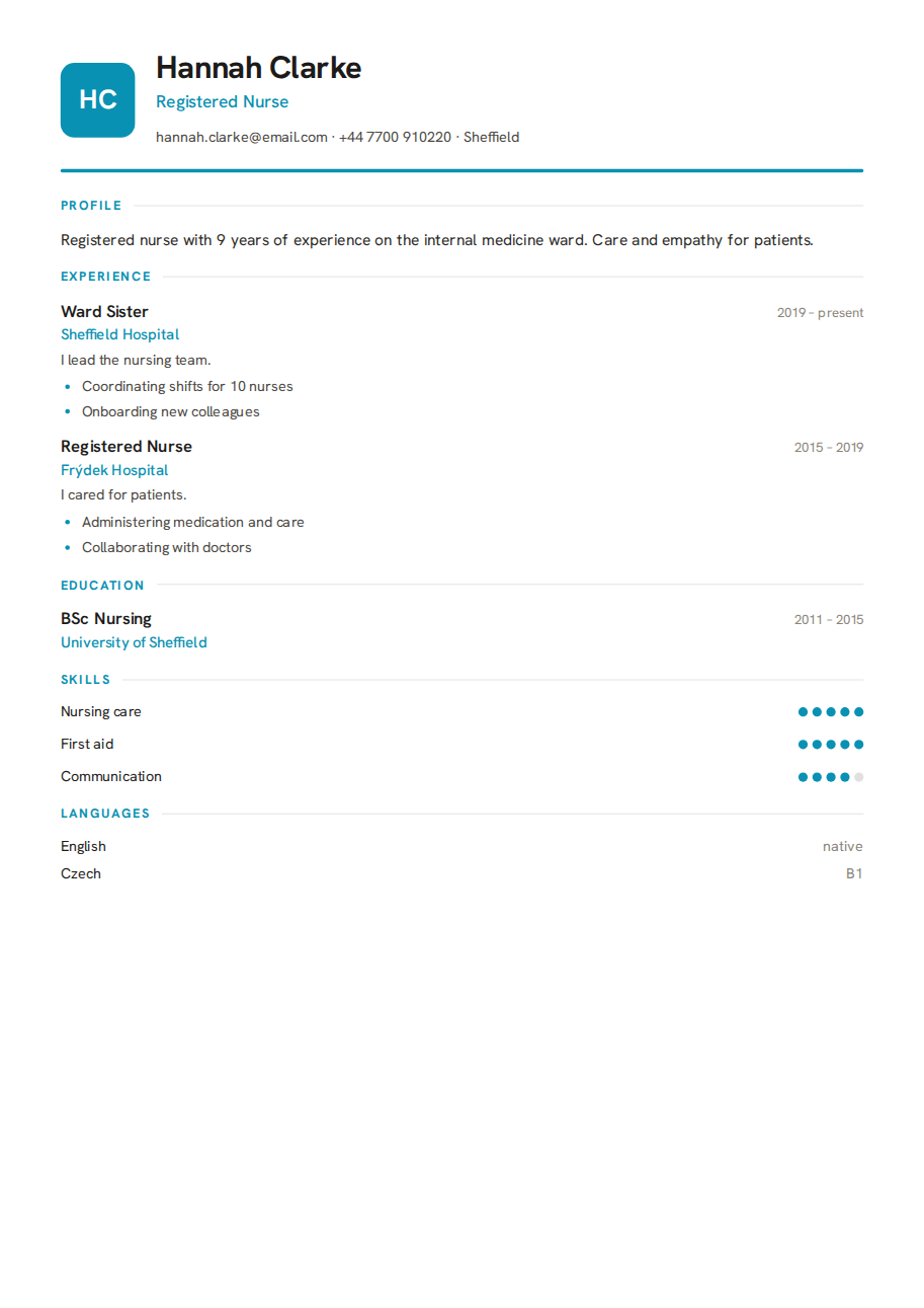 Résumé example — Registered Nurse