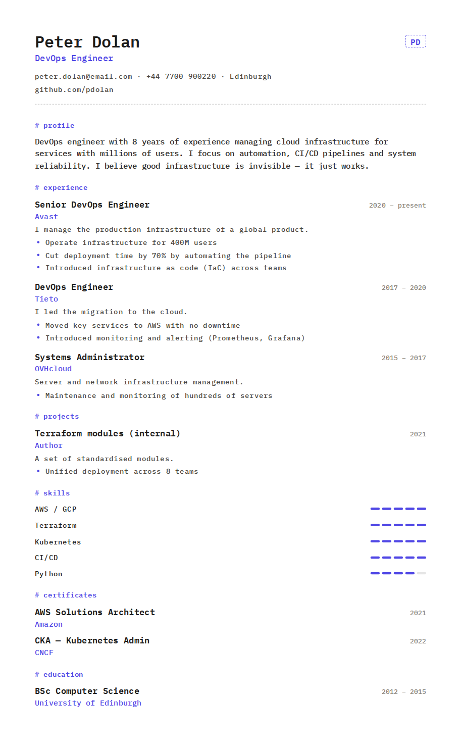 Tech template preview